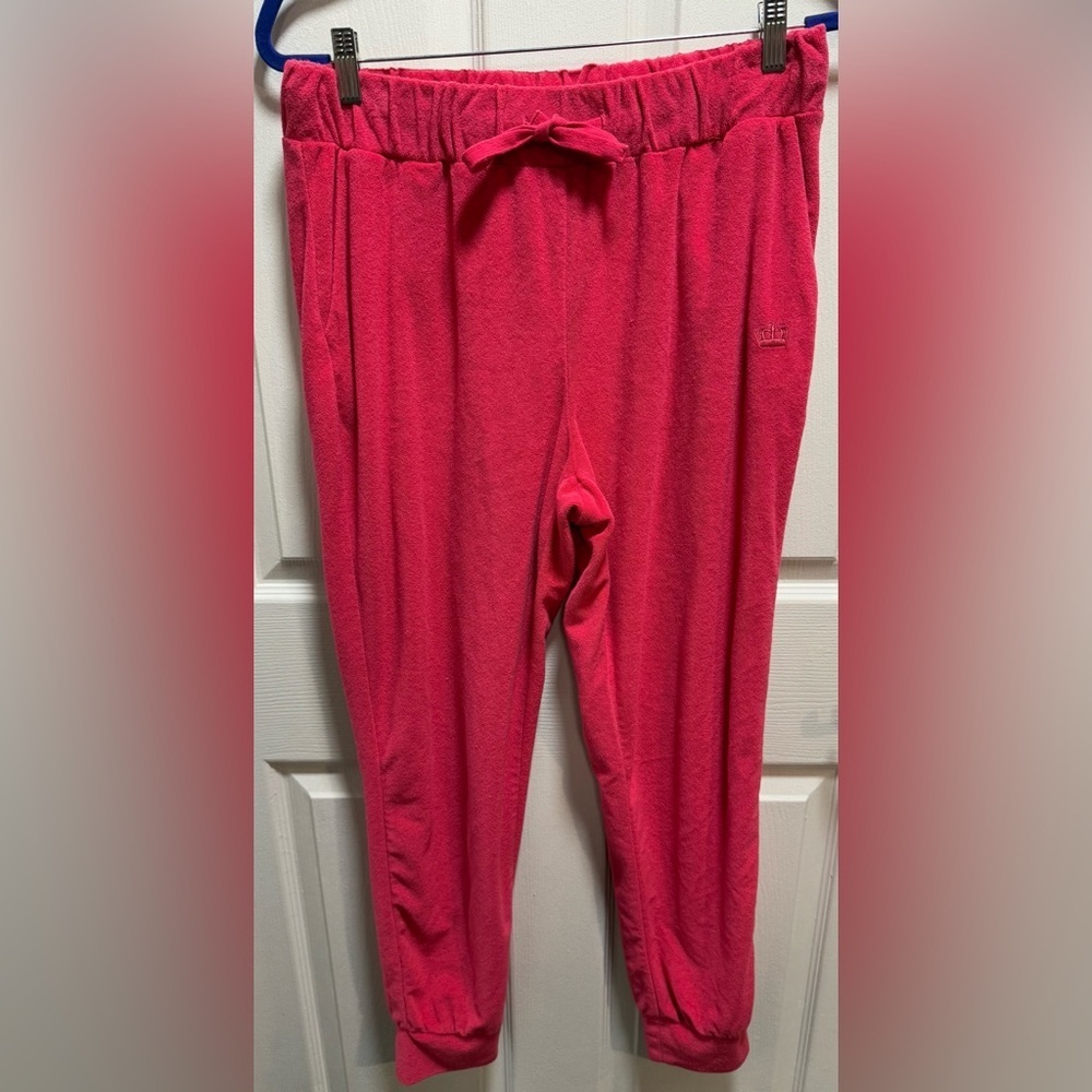 Juicy Couture Hot Pink Fleece Terry cloth Joggers size L